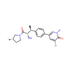 C[C@@H](c1ccc(-c2cc(Br)c(=O)n(C)c2)cc1)[C@H](N)C(=O)N1CC[C@H](F)C1 ZINC000014947711