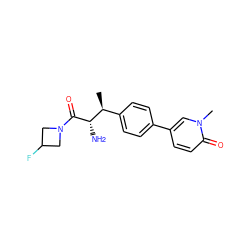 C[C@@H](c1ccc(-c2ccc(=O)n(C)c2)cc1)[C@H](N)C(=O)N1CC(F)C1 ZINC000014947732