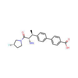 C[C@@H](c1ccc(-c2ccc(C(=O)O)cc2)cc1)[C@H](N)C(=O)N1CC[C@H](F)C1 ZINC000014948225