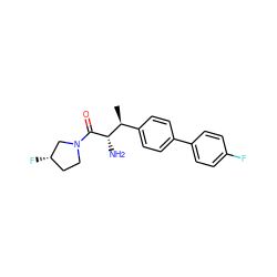 C[C@@H](c1ccc(-c2ccc(F)cc2)cc1)[C@H](N)C(=O)N1CC[C@H](F)C1 ZINC000014209594