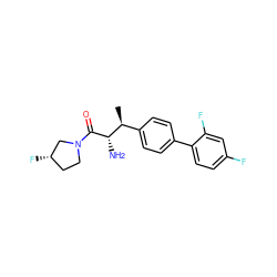 C[C@@H](c1ccc(-c2ccc(F)cc2F)cc1)[C@H](N)C(=O)N1CC[C@H](F)C1 ZINC000014948240