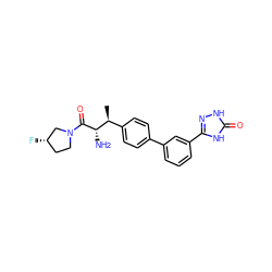 C[C@@H](c1ccc(-c2cccc(-c3n[nH]c(=O)[nH]3)c2)cc1)[C@H](N)C(=O)N1CC[C@H](F)C1 ZINC000014948249