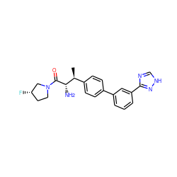 C[C@@H](c1ccc(-c2cccc(-c3nc[nH]n3)c2)cc1)[C@H](N)C(=O)N1CC[C@H](F)C1 ZINC000014948255