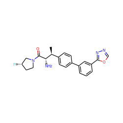 C[C@@H](c1ccc(-c2cccc(-c3nnco3)c2)cc1)[C@H](N)C(=O)N1CC[C@H](F)C1 ZINC000014948246