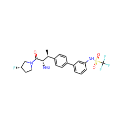 C[C@@H](c1ccc(-c2cccc(NS(=O)(=O)C(F)(F)F)c2)cc1)[C@H](N)C(=O)N1CC[C@H](F)C1 ZINC000014948206