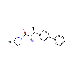 C[C@@H](c1ccc(-c2ccccc2)cc1)[C@H](N)C(=O)N1CC[C@H](F)C1 ZINC000014948154