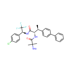 C[C@@H](c1ccc(-c2ccccc2)cc1)[C@H](NC(=O)C(C)(C)N)C(=O)N[C@@H](c1ccc(Cl)cc1)C(F)(F)F ZINC000073224340