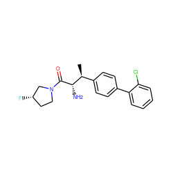 C[C@@H](c1ccc(-c2ccccc2Cl)cc1)[C@H](N)C(=O)N1CC[C@H](F)C1 ZINC000014948184