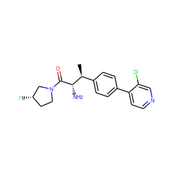 C[C@@H](c1ccc(-c2ccncc2Cl)cc1)[C@H](N)C(=O)N1CC[C@H](F)C1 ZINC000087668999