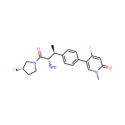 C[C@@H](c1ccc(-c2cn(C)c(=O)cc2F)cc1)[C@H](N)C(=O)N1CC[C@H](F)C1 ZINC000014947713