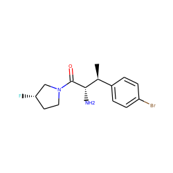 C[C@@H](c1ccc(Br)cc1)[C@H](N)C(=O)N1CC[C@H](F)C1 ZINC000053287666