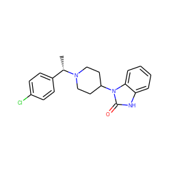 C[C@@H](c1ccc(Cl)cc1)N1CCC(n2c(=O)[nH]c3ccccc32)CC1 ZINC000060466173