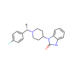 C[C@@H](c1ccc(F)cc1)N1CCC(n2c(=O)[nH]c3ccccc32)CC1 ZINC000302813247