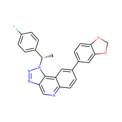 C[C@@H](c1ccc(F)cc1)n1nnc2cnc3ccc(-c4ccc5c(c4)OCO5)cc3c21 ZINC001772656553