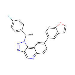 C[C@@H](c1ccc(F)cc1)n1nnc2cnc3ccc(-c4ccc5occc5c4)cc3c21 ZINC001772628326