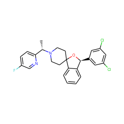 C[C@@H](c1ccc(F)cn1)N1CCC2(CC1)O[C@@H](c1cc(Cl)cc(Cl)c1)c1ccccc12 ZINC000073258894