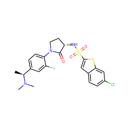 C[C@@H](c1ccc(N2CC[C@H](NS(=O)(=O)c3cc4ccc(Cl)cc4s3)C2=O)c(F)c1)N(C)C ZINC000034561126