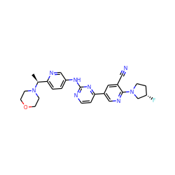 C[C@@H](c1ccc(Nc2nccc(-c3cnc(N4CC[C@H](F)C4)c(C#N)c3)n2)cn1)N1CCOCC1 ZINC000221113664