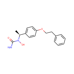 C[C@@H](c1ccc(OCCc2ccccc2)cc1)N(O)C(N)=O ZINC000000004024