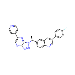 C[C@@H](c1ccc2ncc(-c3ccc(F)cc3)cc2c1)n1nnc2ncc(-c3ccncc3)nc21 ZINC001772637237