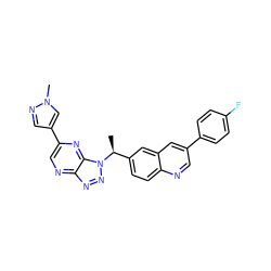 C[C@@H](c1ccc2ncc(-c3ccc(F)cc3)cc2c1)n1nnc2ncc(-c3cnn(C)c3)nc21 ZINC001772572381