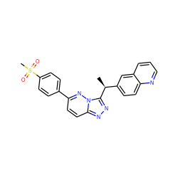 C[C@@H](c1ccc2ncccc2c1)c1nnc2ccc(-c3ccc(S(C)(=O)=O)cc3)nn12 ZINC000096284620