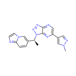 C[C@@H](c1ccc2nccn2c1)n1nnc2ncc(-c3cnn(C)c3)nc21 ZINC000149738712