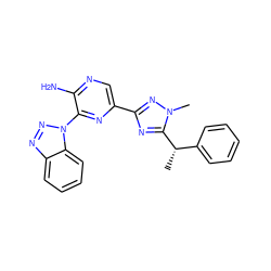 C[C@@H](c1ccccc1)c1nc(-c2cnc(N)c(-n3nnc4ccccc43)n2)nn1C ZINC001772653572