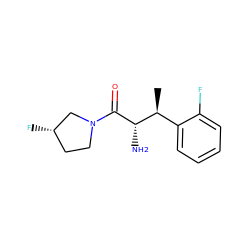 C[C@@H](c1ccccc1F)[C@H](N)C(=O)N1CC[C@H](F)C1 ZINC000014948128