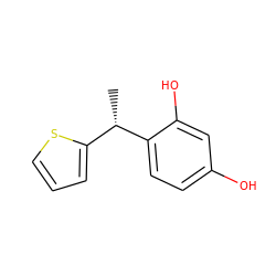 C[C@@H](c1cccs1)c1ccc(O)cc1O ZINC000147054439