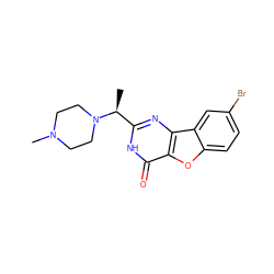 C[C@@H](c1nc2c(oc3ccc(Br)cc32)c(=O)[nH]1)N1CCN(C)CC1 ZINC000084713475