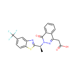 C[C@@H](c1nc2cc(C(F)(F)F)ccc2s1)n1nc(CC(=O)O)c2ccccc2c1=O ZINC000013860812