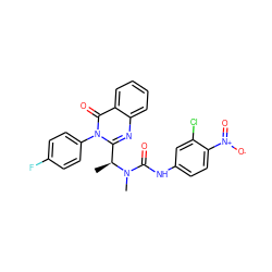 C[C@@H](c1nc2ccccc2c(=O)n1-c1ccc(F)cc1)N(C)C(=O)Nc1ccc([N+](=O)[O-])c(Cl)c1 ZINC001772587108