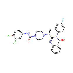 C[C@@H](c1nc2ccccc2c(=O)n1-c1ccc(F)cc1)N1CCN(C(=O)Nc2ccc(Cl)c(Cl)c2)CC1 ZINC001772638962