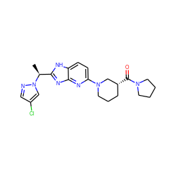 C[C@@H](c1nc2nc(N3CCC[C@@H](C(=O)N4CCCC4)C3)ccc2[nH]1)n1cc(Cl)cn1 ZINC000205304260