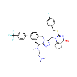 C[C@@H](c1nnc(Cn2c(SCc3ccc(F)cc3)nc(=O)c3c2CCC3)n1Cc1ccc(-c2ccc(C(F)(F)F)cc2)cc1)N(C)CCN(C)C ZINC000096269789