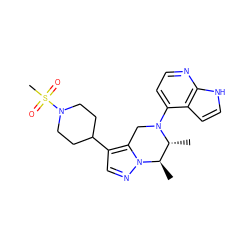 C[C@@H]1[C@@H](C)n2ncc(C3CCN(S(C)(=O)=O)CC3)c2CN1c1ccnc2[nH]ccc12 ZINC000299821097