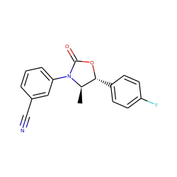 C[C@@H]1[C@@H](c2ccc(F)cc2)OC(=O)N1c1cccc(C#N)c1 ZINC001772576888