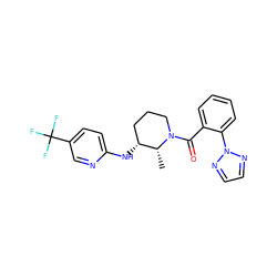 C[C@@H]1[C@H](Nc2ccc(C(F)(F)F)cn2)CCCN1C(=O)c1ccccc1-n1nccn1 ZINC000218499004