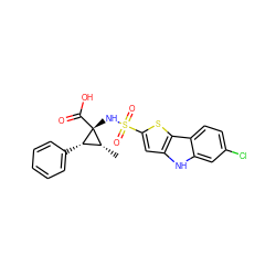 C[C@@H]1[C@H](c2ccccc2)[C@]1(NS(=O)(=O)c1cc2[nH]c3cc(Cl)ccc3c2s1)C(=O)O ZINC000071296792