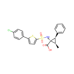 C[C@@H]1[C@H](c2ccccc2)[C@]1(NS(=O)(=O)c1ccc(-c2ccc(Cl)cc2)s1)C(=O)O ZINC000049785403