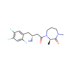 C[C@@H]1C(=O)N(C)CCCN1C(=O)C[C@H](N)Cc1cc(F)c(F)cc1F ZINC000014958871