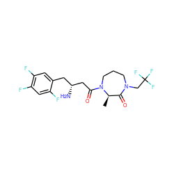 C[C@@H]1C(=O)N(CC(F)(F)F)CCCN1C(=O)C[C@H](N)Cc1cc(F)c(F)cc1F ZINC000014958883