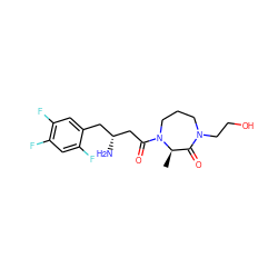 C[C@@H]1C(=O)N(CCO)CCCN1C(=O)C[C@H](N)Cc1cc(F)c(F)cc1F ZINC000014958875