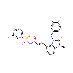 C[C@@H]1C(=O)N(Cc2ccc(F)c(F)c2)c2c(/C=C/C(=O)NS(=O)(=O)c3cccc(Cl)c3)cccc21 ZINC000049112459