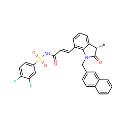 C[C@@H]1C(=O)N(Cc2ccc3ccccc3c2)c2c(/C=C/C(=O)NS(=O)(=O)c3ccc(F)c(F)c3)cccc21 ZINC000049780657