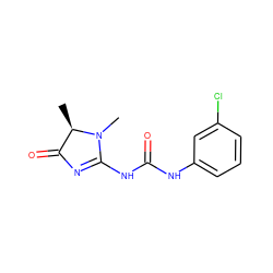 C[C@@H]1C(=O)N=C(NC(=O)Nc2cccc(Cl)c2)N1C ZINC000049778190