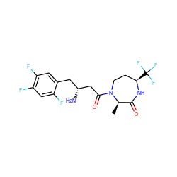 C[C@@H]1C(=O)N[C@H](C(F)(F)F)CCN1C(=O)C[C@H](N)Cc1cc(F)c(F)cc1F ZINC000028705340