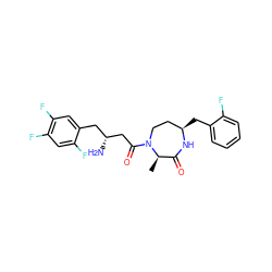 C[C@@H]1C(=O)N[C@H](Cc2ccccc2F)CCN1C(=O)C[C@H](N)Cc1cc(F)c(F)cc1F ZINC000014958931