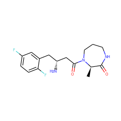 C[C@@H]1C(=O)NCCCN1C(=O)C[C@H](N)Cc1cc(F)ccc1F ZINC000014953084